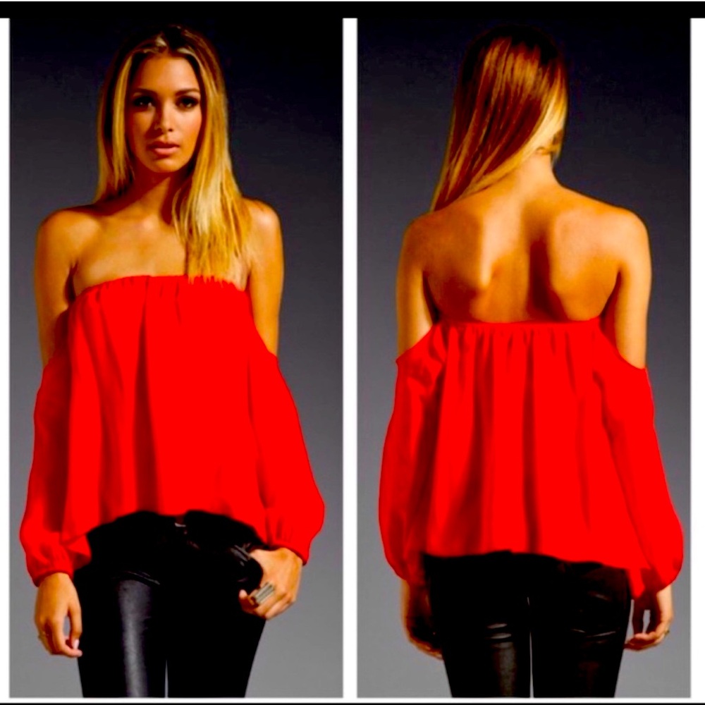 Boulee RED off shoulder top